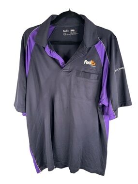 FedEx Black Men's Classic Delivery Driver Short Sleeve Polo Shirt Size XL